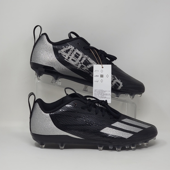 Adidas adizero Spark Black Gray Football Cleats GV9085 Men's Size